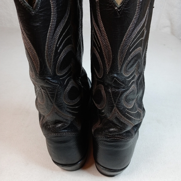 Longhorn men\'s black lizard skin western boots sz 8.5M main image 4